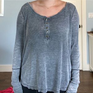 Free People Henley Button Up Top